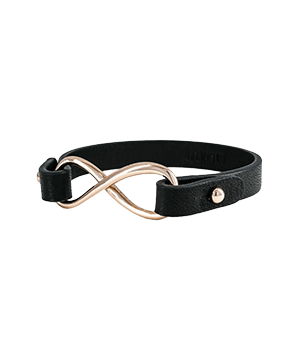 LEATHER BRACELET BLACK / ROSE GOLD SMALL