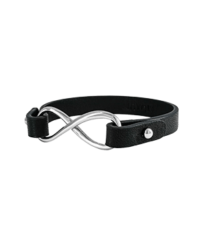 LEATHER BRACELET BLACK / SILVER SMALL