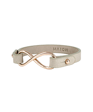 LEATHER BRACELET GREY / ROSE GOLD SMALL