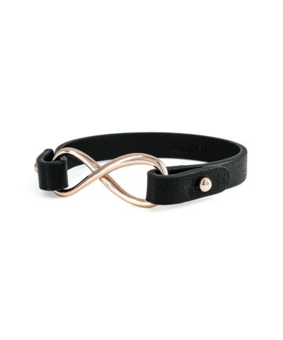 SHIKI LEATHER BRACELET BLACK / ROSE GOLD SMALL