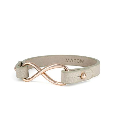 SHIKI LEATHER BRACELET GRAY / ROSE GOLD SMALL