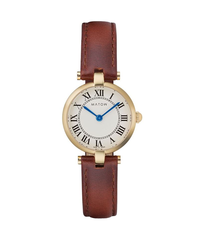 AURA ROUND GOLD BROWN LEATHER